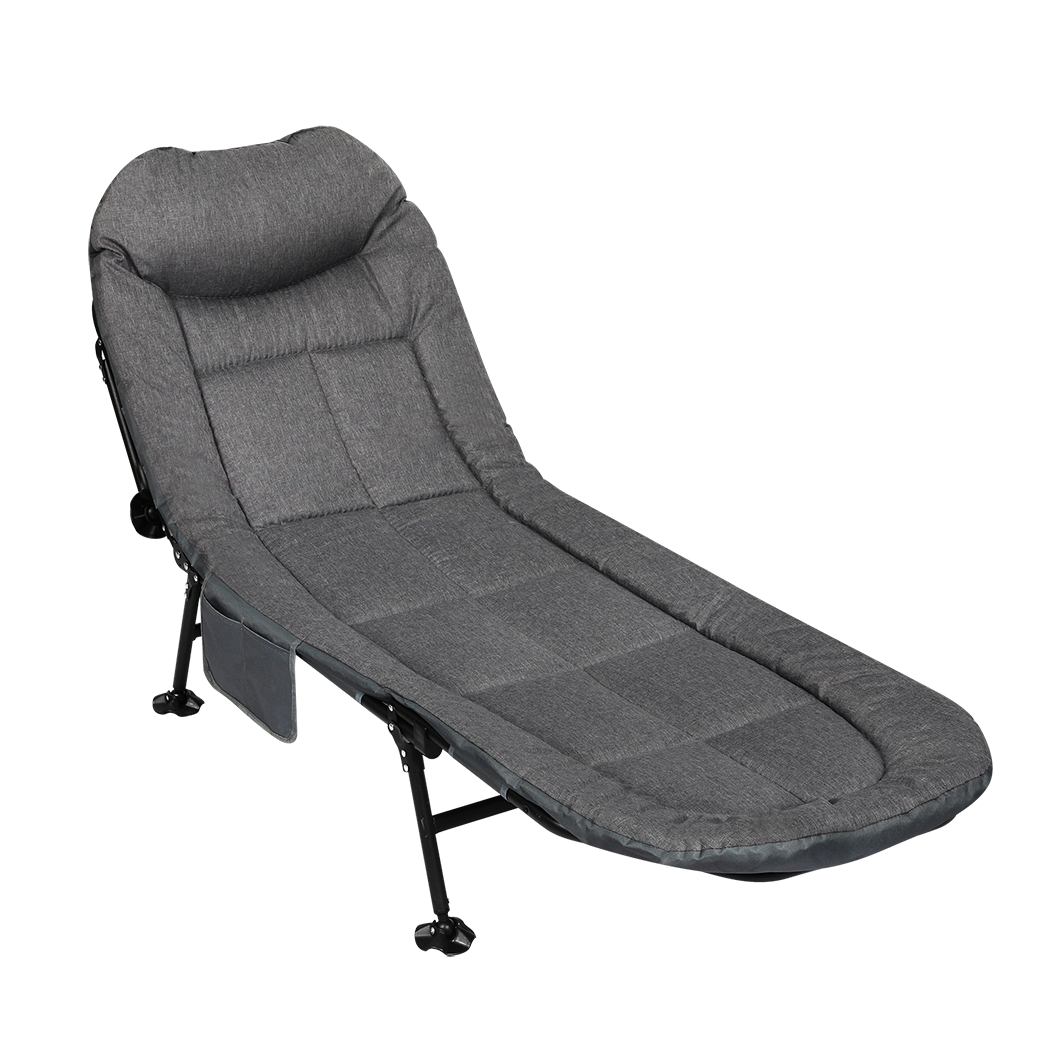 Levede Folding Camping Bed Camp Cots Dark Grey - Image 9