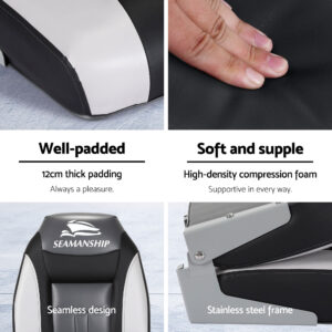 Seamanship 2X Folding Boat Seats with 2X Adjustable Pedestals 55–75cm