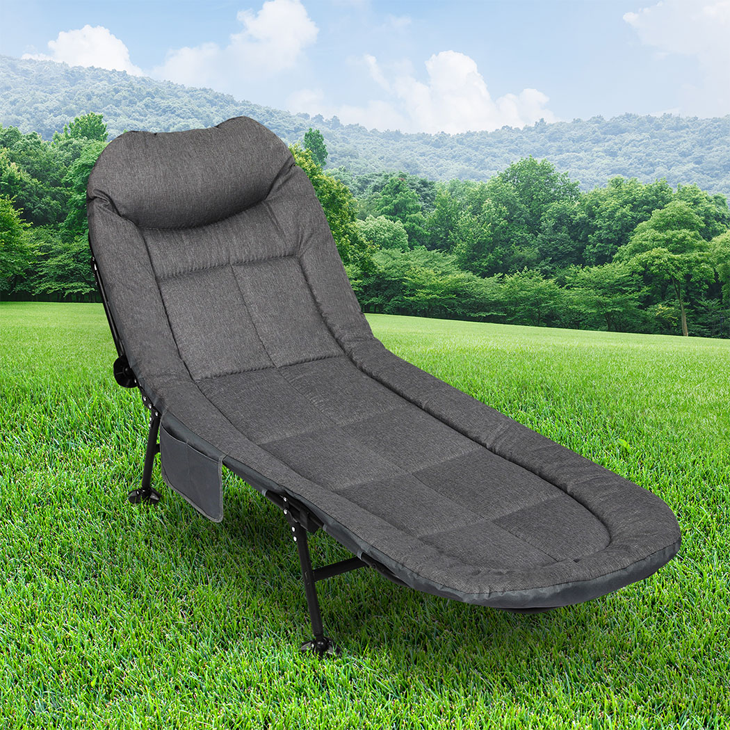 Levede Folding Camping Bed Camp Cots Dark Grey - Image 8