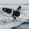 Inflatable vertical paddle set for water sports and surfing