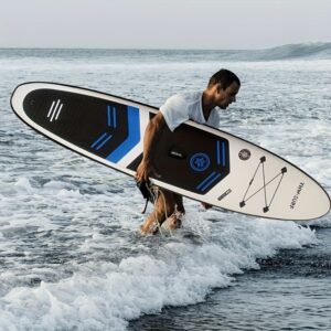 Inflatable vertical paddle set for water sports and surfing