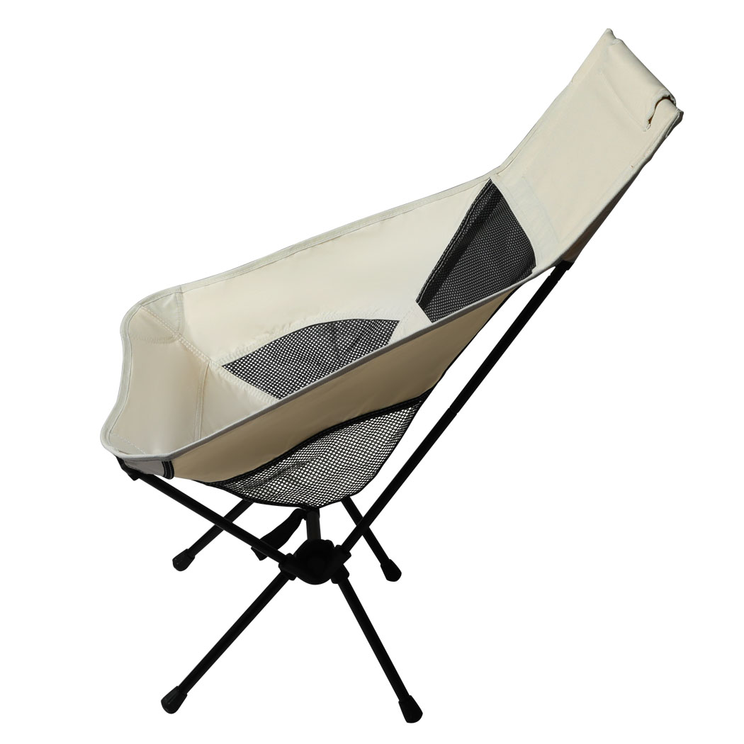 Levede Camping Chair Folding Outdoor Large Beige - Image 2