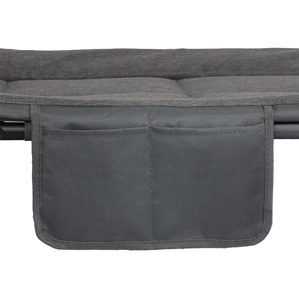 Levede Folding Camping Bed Camp Cots Dark Grey - Image 5